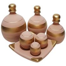 Jogo de Vasos Trio Shalom e Centro de Mesa 3 Esferas Fosca - Rose Gold
