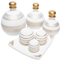 Jogo de Vasos Trio Shalom e Centro de Mesa 3 Esferas Fosca - White Gold Jogo de Vasos Trio Shalom e Centro de Mesa 3 Esferas Fosca - White Gold