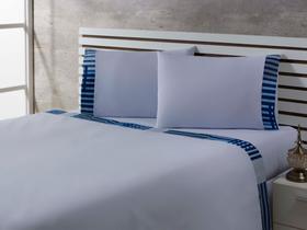 Jogo De Viuva 4Peças 188x128x30 Com Barrrado Pique Azul Jogo De Viuva 4Peças 188x128x30 Com Barrrado Pique Azul