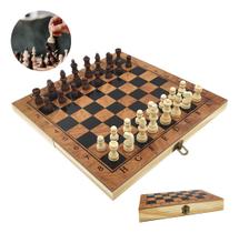 Jogo De Xadrez 3 Em 1 Tabuleiro Madeira Dobrável Clássico