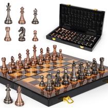 Jogo de Xadrez Agirlgle Tabuleiro de Madeira 15" com Peças Metálicas Pesadas Jogo de Xadrez Agirlgle Tabuleiro de Madeira 15" com Peças Metálicas Pesadas