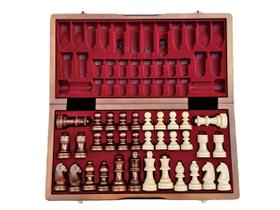 Jogo de Xadrez BESTCHIC Tabuleiro Dobrável de Madeira Magnético 38 cm