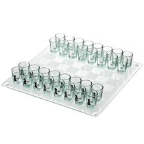 Jogo de Xadrez com Copos Shot Strategyify, tabuleiro de 35 cm, 32 peças de vidro Jogo de Xadrez com Copos Shot Strategyify, tabuleiro de 35 cm, 32 peças de vidro