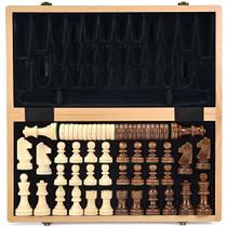 Jogo de Xadrez com Peças Extras, Tabuleiro Dobrável e Slots de Armazenamento - 38 cm - AMEROUS