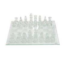 Jogo de xadrez com tabuleiro e peças de vidro 25x25cm