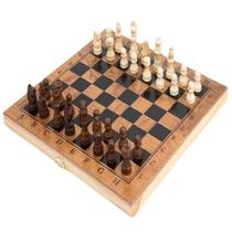 Jogo De Xadrez Dama E Gamão De Madeira 40 x 40 Cm
