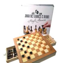 Jogo de Xadrez e Dama com Gaveta 39x39x5 - Hoyle Games