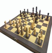 Jogo de Xadrez e Dama tabuleiro dobrável madeira 39x39