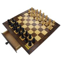 Jogo de Xadrez em Madeira Maciça com Tabuleiro Gaveteiro 104