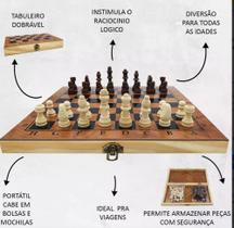 Jogo De Xadrez Em Mdf Tabuleiro Dobrável