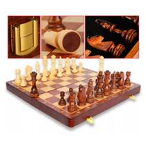 Jogo de Xadrez Luxo Premium 39x39cm em Madeira Caixa Forrada