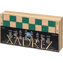 Jogo de xadrez oficial cx em madeira 40cm pais e filhos