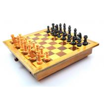 Jogo de xadrez oficial madeira maciça marchetado com gavetas rei 10 cm