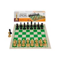 Jogo de Xadrez Profissional com Tabuleiro e 2 Damas Extras Jogo de Xadrez Profissional com Tabuleiro e 2 Damas Extras