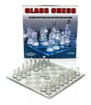 Jogo De Xadrez Profissional Tabuleiro E Peças Em Vidro Luxo - Glass Chess