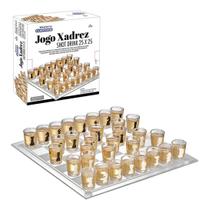 Jogo De Xadrez Shot Drink Tabuleiro De Vidro Tequila 25x25cm - Western