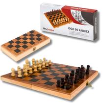 Jogo de Xadrez Tabuleiro Clássico de Madeira Médio Dobrável Uny Home
