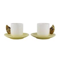 Jogo de Xícara 4 peças para Café Porcelana Alça de Asa 90ml - RIO DE OURO Jogo de Xícara 4 peças para Café Porcelana Alça de Asa 90ml - RIO DE OURO