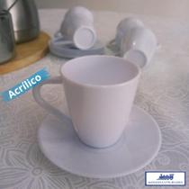 Jogo de Xícara Acrílica 80ml com Pires, Kit 6 Xícaras Cantinho do Café Jogo de Xícara Acrílica 80ml com Pires, Kit 6 Xícaras Cantinho do Café