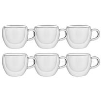 Jogo de Xícara Café da Manhã de Vidro Parede Dupla 75ml 6Pçs Jogo de Xícara Café da Manhã de Vidro Parede Dupla 75ml 6Pçs