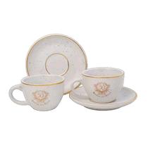 Jogo de Xícara Café Diceart Cerâmica Bodas de Ouro Jogo de Xícara Café Diceart Cerâmica Bodas de Ouro