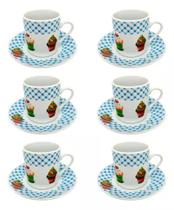 Jogo De Xícara Cafe Porcelana Cupcake C/ Pires 80 Ml Com 12 Peças Jogo De Xícara Cafe Porcelana Cupcake C/ Pires 80 Ml Com 12 Peças