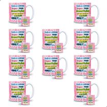 Jogo de Xicara Caneca de porcelana dia das mães mulheres para revenda atacado kit 10 unidades Jogo de Xicara Caneca de porcelana dia das mães mulheres para revenda atacado kit 10 unidades