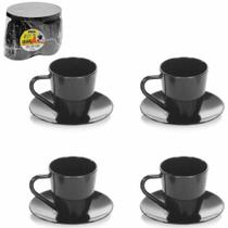 Jogo de xicara de acrilico com pires para cafe com 8 pecas 80ml