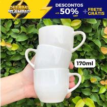 Jogo De Xícara De Café Chá Porcelana Branco 170ml Kit 3 Unidades