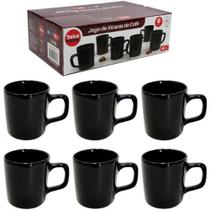Jogo de xícara de café dolce home 80ml - 6 peças - preto Jogo de xícara de café dolce home 80ml - 6 peças - preto