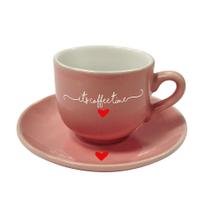 Jogo de xicara de cafe rosa lamour 90ml porcelana - Hauskraft