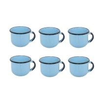 Jogo de Xícara de Cafezinho 06 Peças Esmaltada Azul Claro 120 ml Ewel Jogo de Xícara de Cafezinho 06 Peças Esmaltada Azul Claro 120 ml Ewel