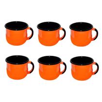Jogo de Xícara de Chá 06 Peças Esmaltada Laranja 240 ml Ewel Jogo de Xícara de Chá 06 Peças Esmaltada Laranja 240 ml Ewel