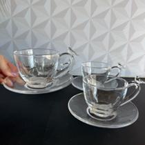 Jogo de xícara de chá transparente Bird passarinho com pires para cozinha xícaras kit passaro