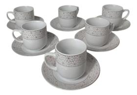 Jogo De Xicara De Porcelana C/pires P/cafe 12 Pcs 90ml