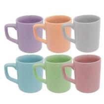 Jogo de xícara de porcelana colorida com 6 peças para café caneca amarela rosa azul 85ml Jogo de xícara de porcelana colorida com 6 peças para café caneca amarela rosa azul 85ml
