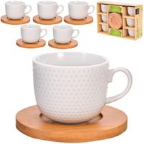 Jogo de xícara de porcelana com pires de bambu para cafe 12 pecas 100ml - Wincy Jogo de xícara de porcelana com pires de bambu para cafe 12 pecas 100ml - Wincy