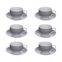 Jogo De Xicara De Porcelana Com Pires Lisboa Com 6 Peças 160ml Hauskraft
