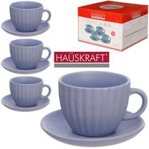 Jogo De Xicara De Porcelana Com Pires Para Chá Bella Azul Hauskraft 8 Peças 210ml Jogo De Xicara De Porcelana Com Pires Para Chá Bella Azul Hauskraft 8 Peças 210ml