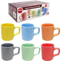 Jogo de xicara de porcelana para cafe colors com 6 pecas 80ml na caix - DOLCE HOME Jogo de xicara de porcelana para cafe colors com 6 pecas 80ml na caix - DOLCE HOME