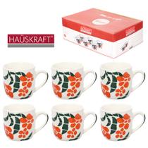 Jogo de xicara de porcelana para cafe flores hauskraft com 6 pecas 90ml Jogo de xicara de porcelana para cafe flores hauskraft com 6 pecas 90ml