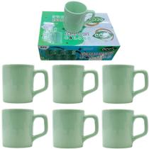 Jogo de xicara de porcelana para cafe verde com 6 pecas 80ml na caixa - SAKES