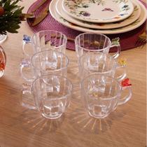 Jogo de xícara de vidro de café de borboleta colorida lilás azul verde vermelha rosa amarela kit xícaras cafe Lyor