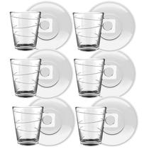 Jogo De Xícara E Pires Café Com 12pçs Em Vidro Transparente