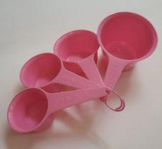 Jogo de xícara medidora plástica 4 peças rosa claro - SOLRAC