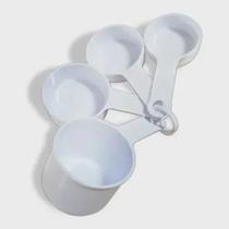 Jogo de xicara medidora plastico com 4 peças branco kit-05