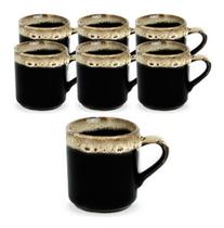 Jogo De Xicara Para Cafe De Porcelana Borda Decorada C/ 6 Pç