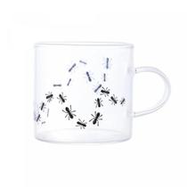 Jogo de Xícara Vidro Borossilicato Lyor 6 Unidades Café Transparente Bug Formiguinhas 125 ml