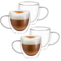 Jogo De Xicara Vidro Duplo Caneca Parede Dupla 4 Peças 140ml