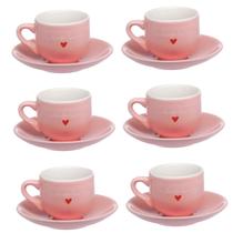 Jogo de Xicaras 12 Peças de Porcelana 90ML LAmour Haskraft